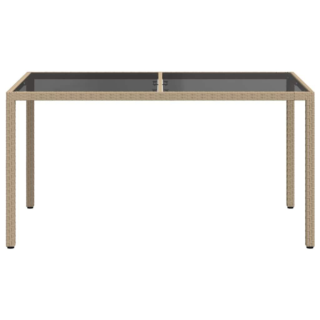 Mesa jardín vidrio templado ratán sintético beige 200x150x75 cm