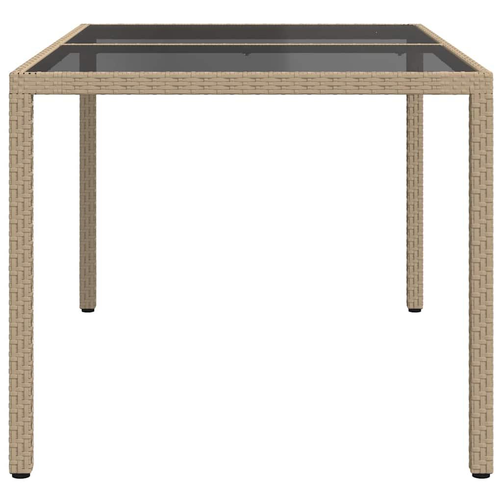 Mesa jardín vidrio templado ratán sintético beige 200x150x75 cm