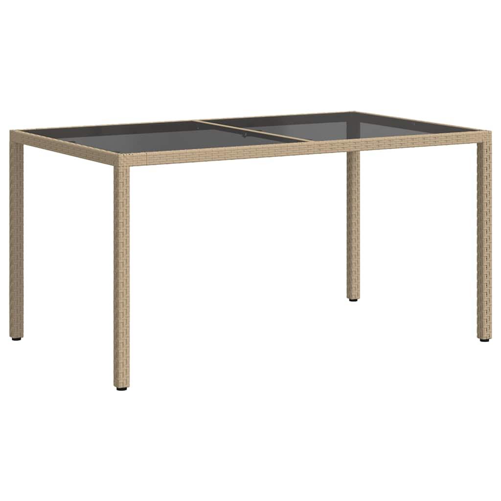Mesa jardín vidrio templado ratán sintético beige 200x150x75 cm