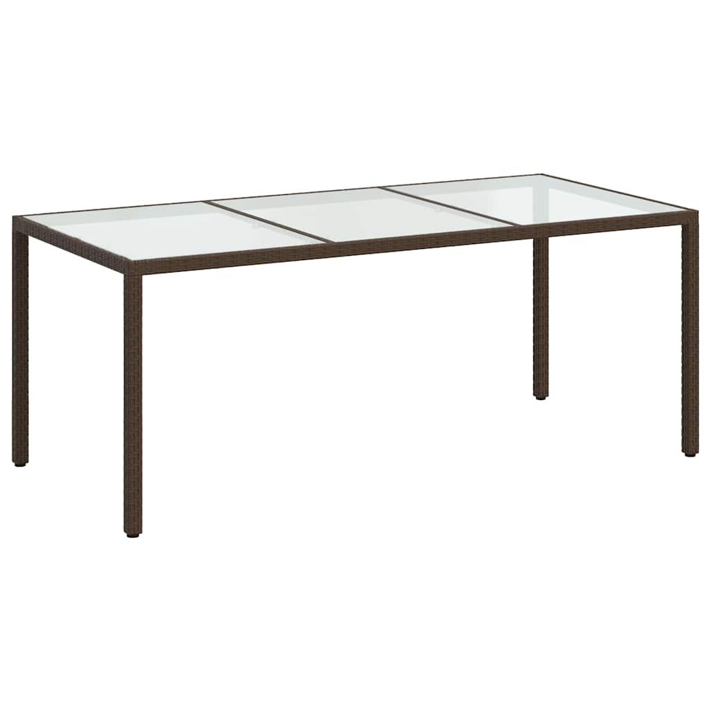 Mesa jardín vidrio templado ratán sintético 150x90x75 cm marrón