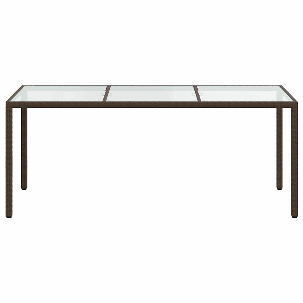 Mesa jardín vidrio templado ratán sintético 150x90x75 cm marrón