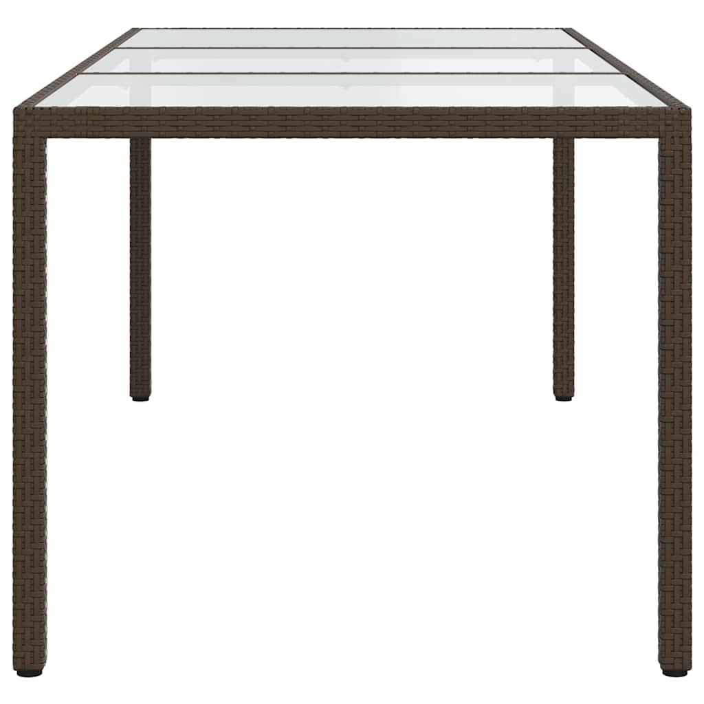 Mesa jardín vidrio templado ratán sintético 150x90x75 cm marrón