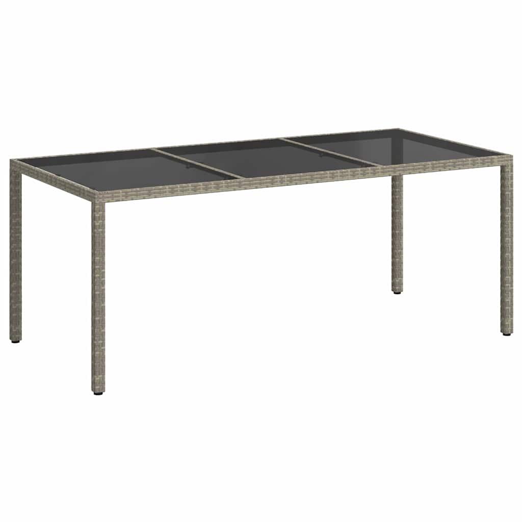 Mesa jardín vidrio templado ratán sintético 150x90x75 cm marrón