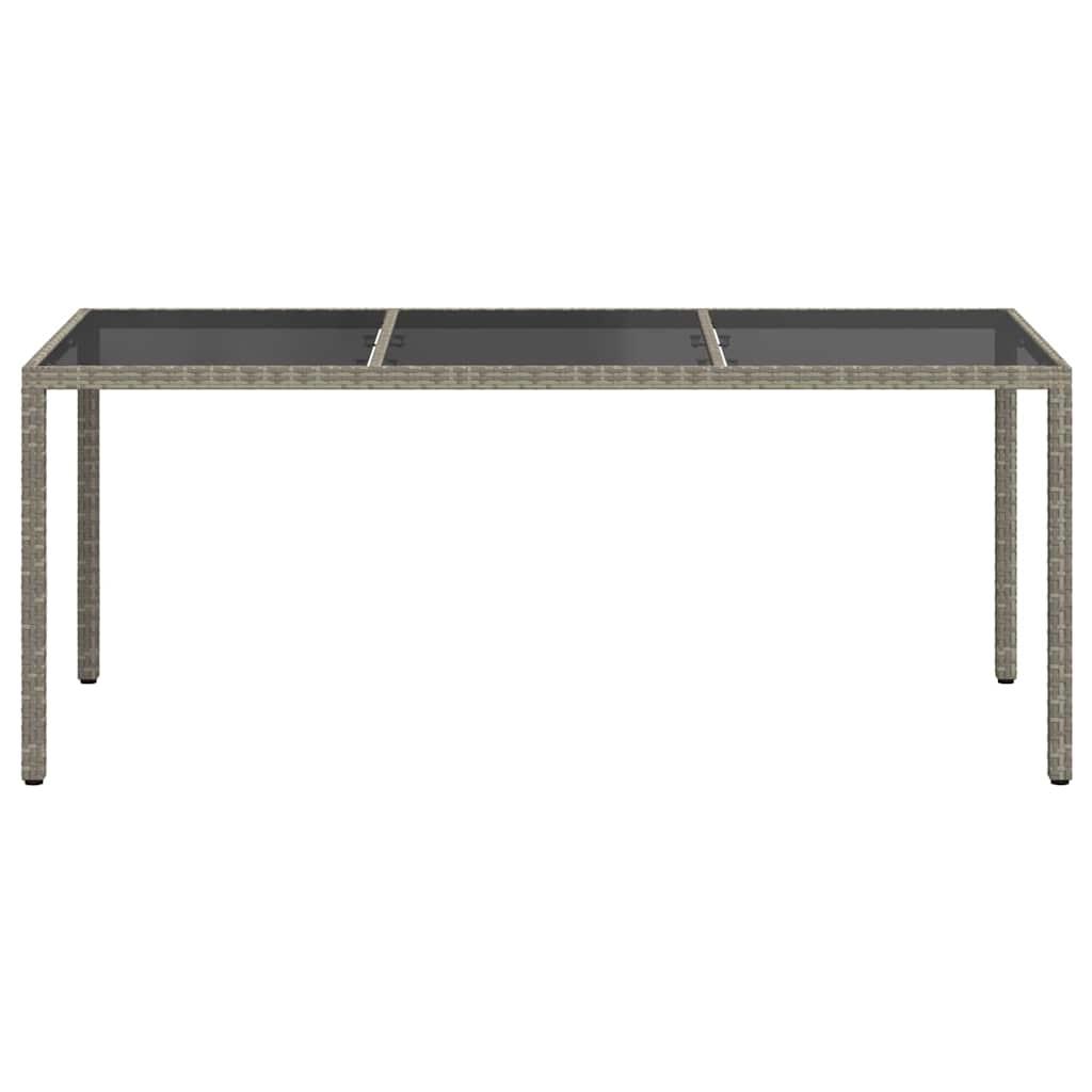 Mesa jardín vidrio templado ratán sintético 150x90x75 cm marrón
