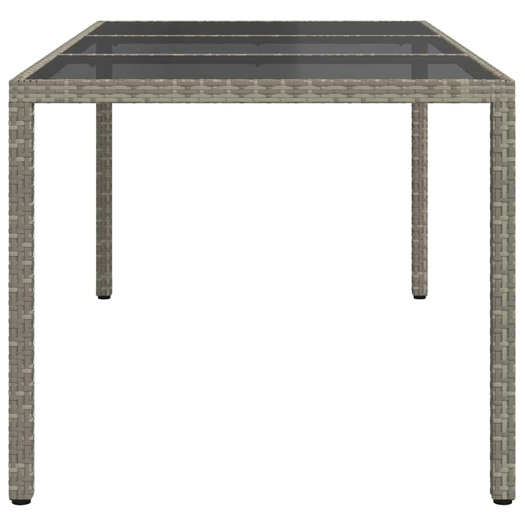 Mesa jardín vidrio templado ratán sintético 150x90x75 cm marrón