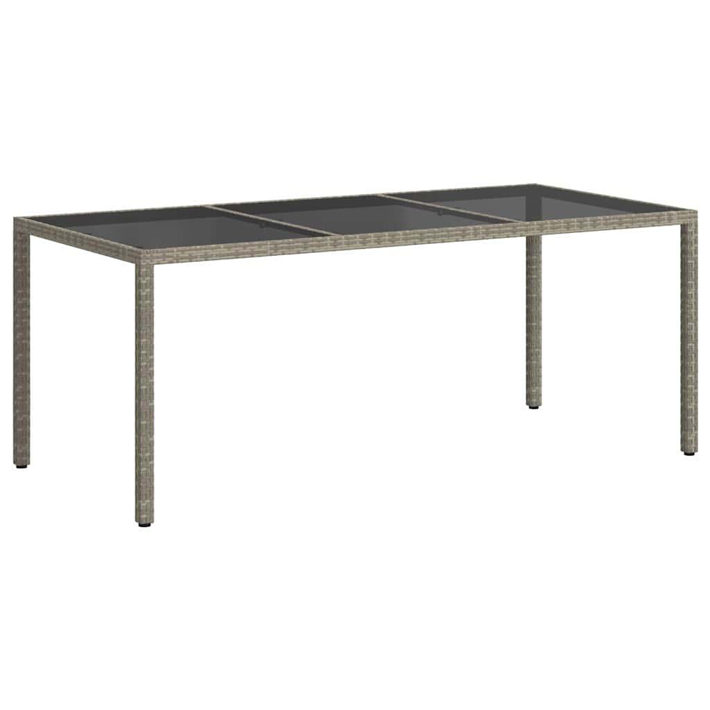 Mesa jardín vidrio templado ratán sintético 150x90x75 cm marrón