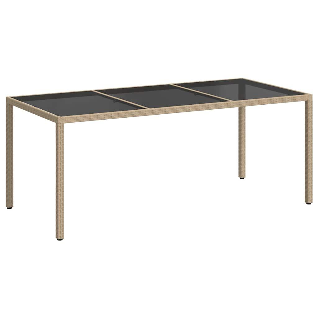 Mesa jardín vidrio templado ratán sintético beige 200x150x75 cm