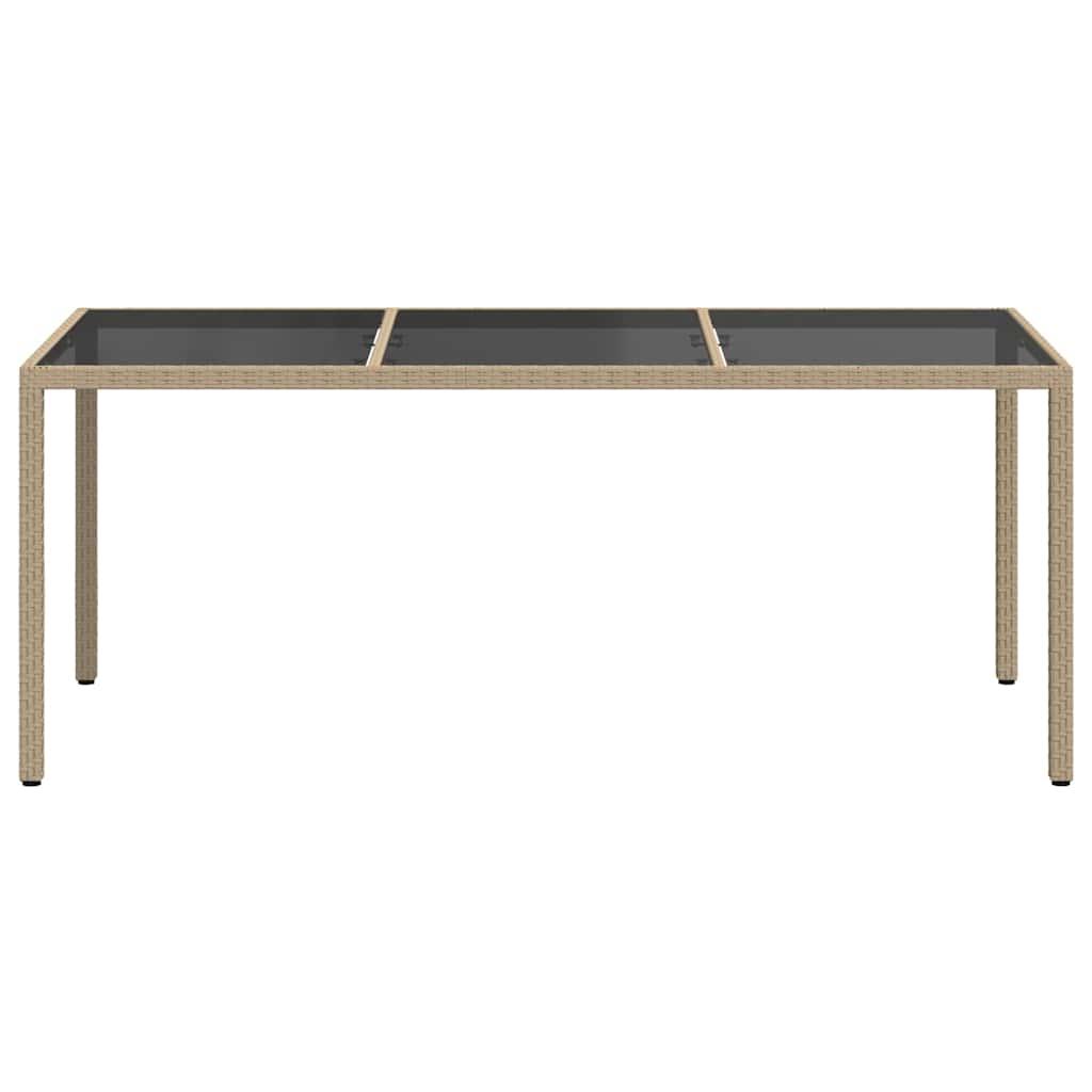 Mesa jardín vidrio templado ratán sintético beige 200x150x75 cm