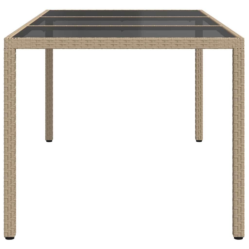 Mesa jardín vidrio templado ratán sintético beige 200x150x75 cm