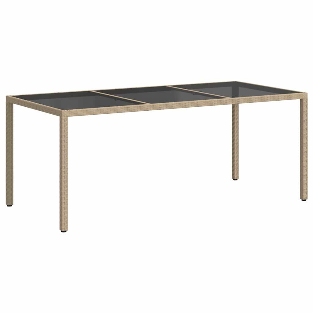 Mesa jardín vidrio templado ratán sintético beige 200x150x75 cm