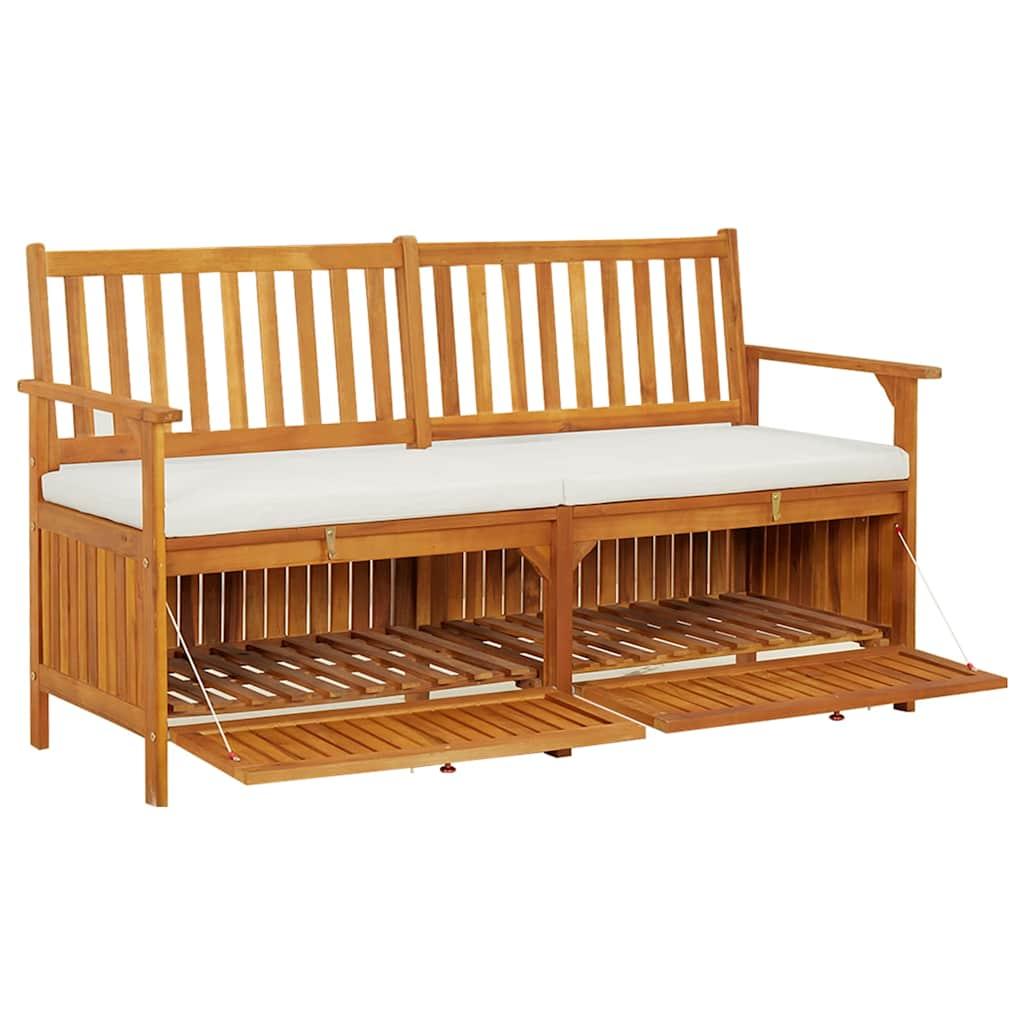 Banco de almacenaje con cojín madera maciza de acacia 148 cm