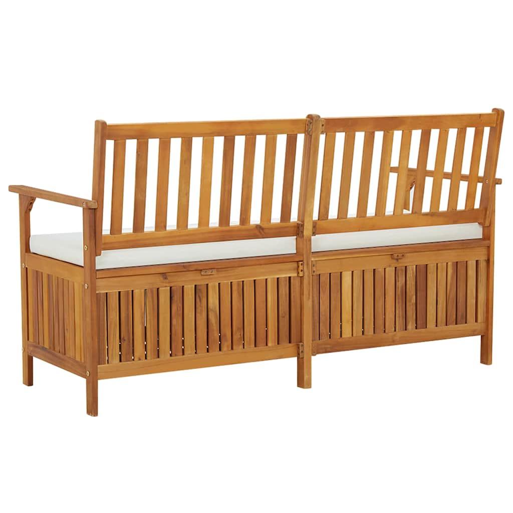 Banco de almacenaje con cojín madera maciza de acacia 148 cm