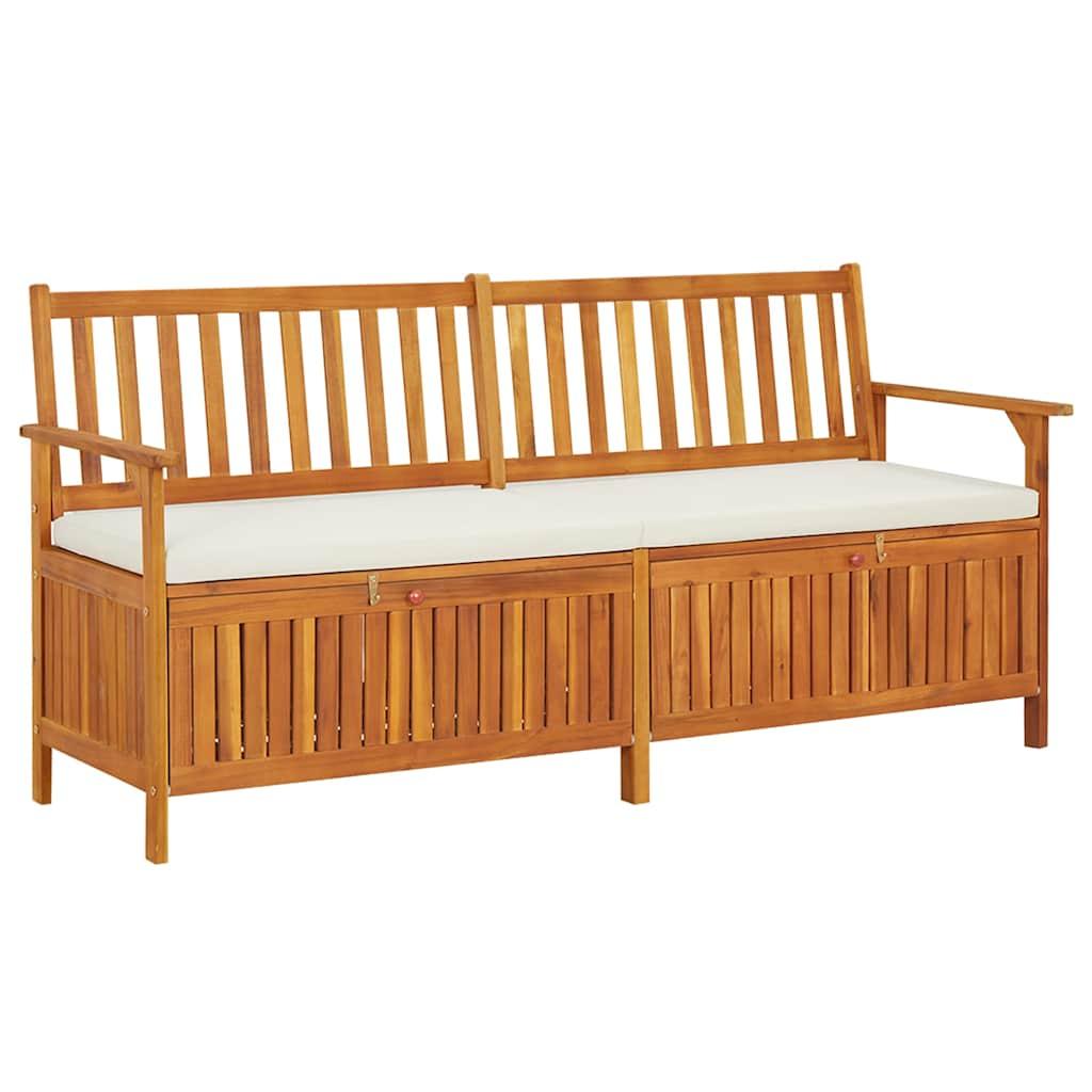 Banco de almacenaje con cojín madera maciza de acacia