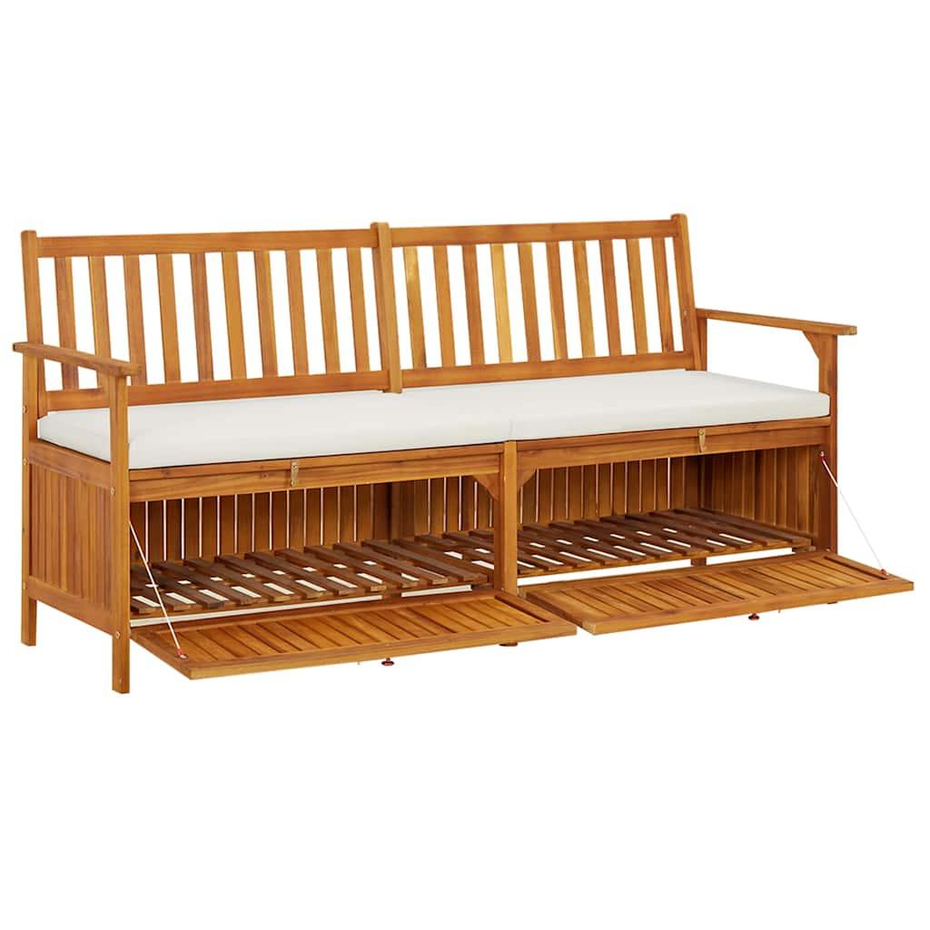 Banco de almacenaje con cojín madera maciza de acacia
