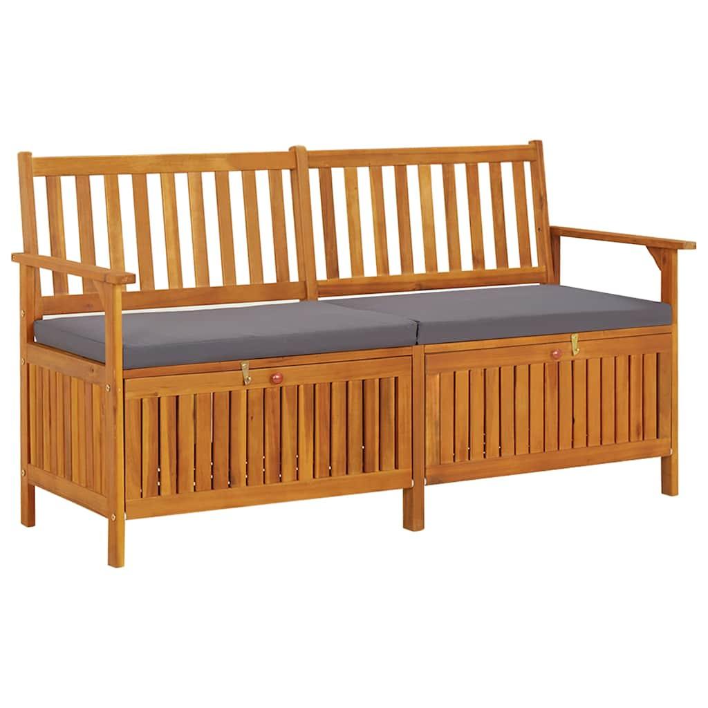 Banco de almacenaje con cojín madera maciza de acacia