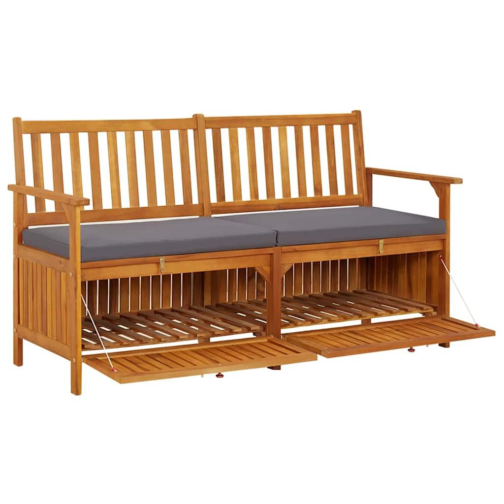 Banco de almacenaje con cojín madera maciza de acacia