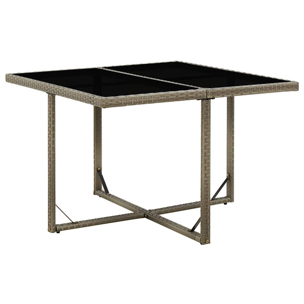 Mesa de jardín ratán sintético y vidrio marrón 109x107x74 cm