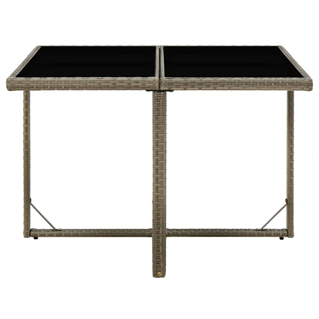 Mesa de jardín ratán sintético y vidrio marrón 109x107x74 cm