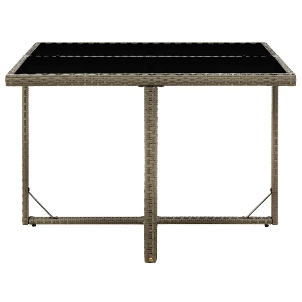 Mesa de jardín ratán sintético y vidrio marrón 109x107x74 cm