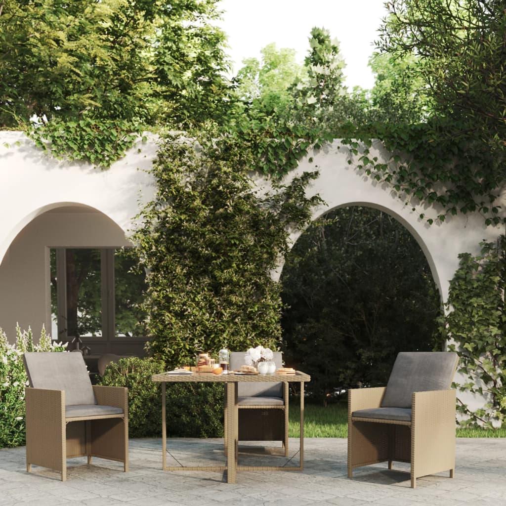 Mesa de jardín ratán sintético y vidrio marrón 109x107x74 cm