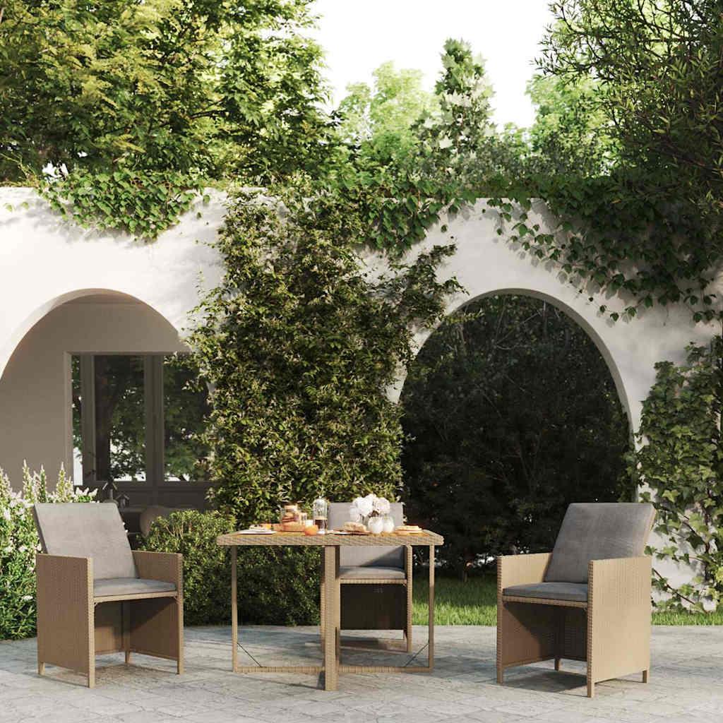 Mesa de jardín ratán sintético madera acacia negro 109x107x74cm