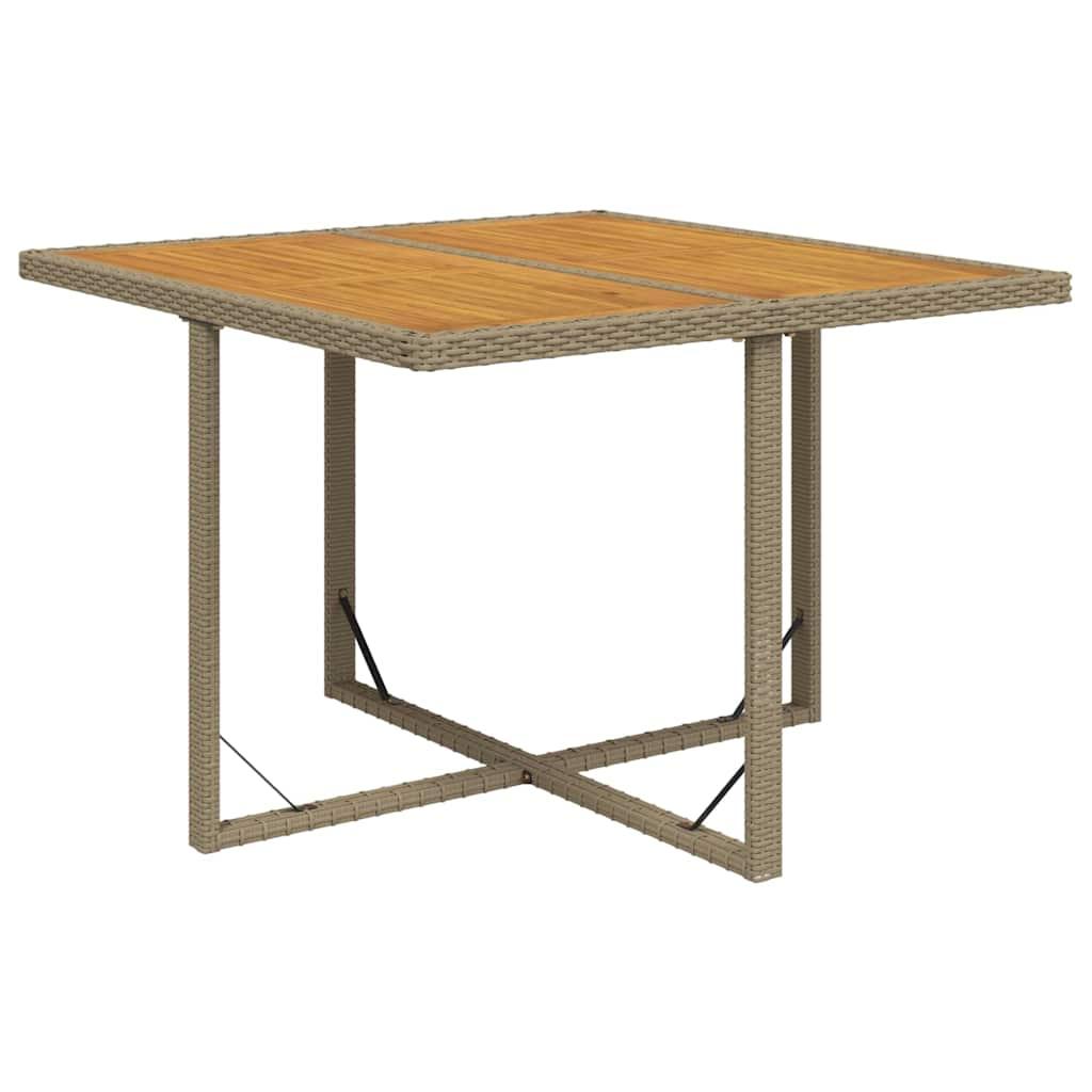 Mesa de jardín ratán sintético madera acacia negro 109x107x74cm
