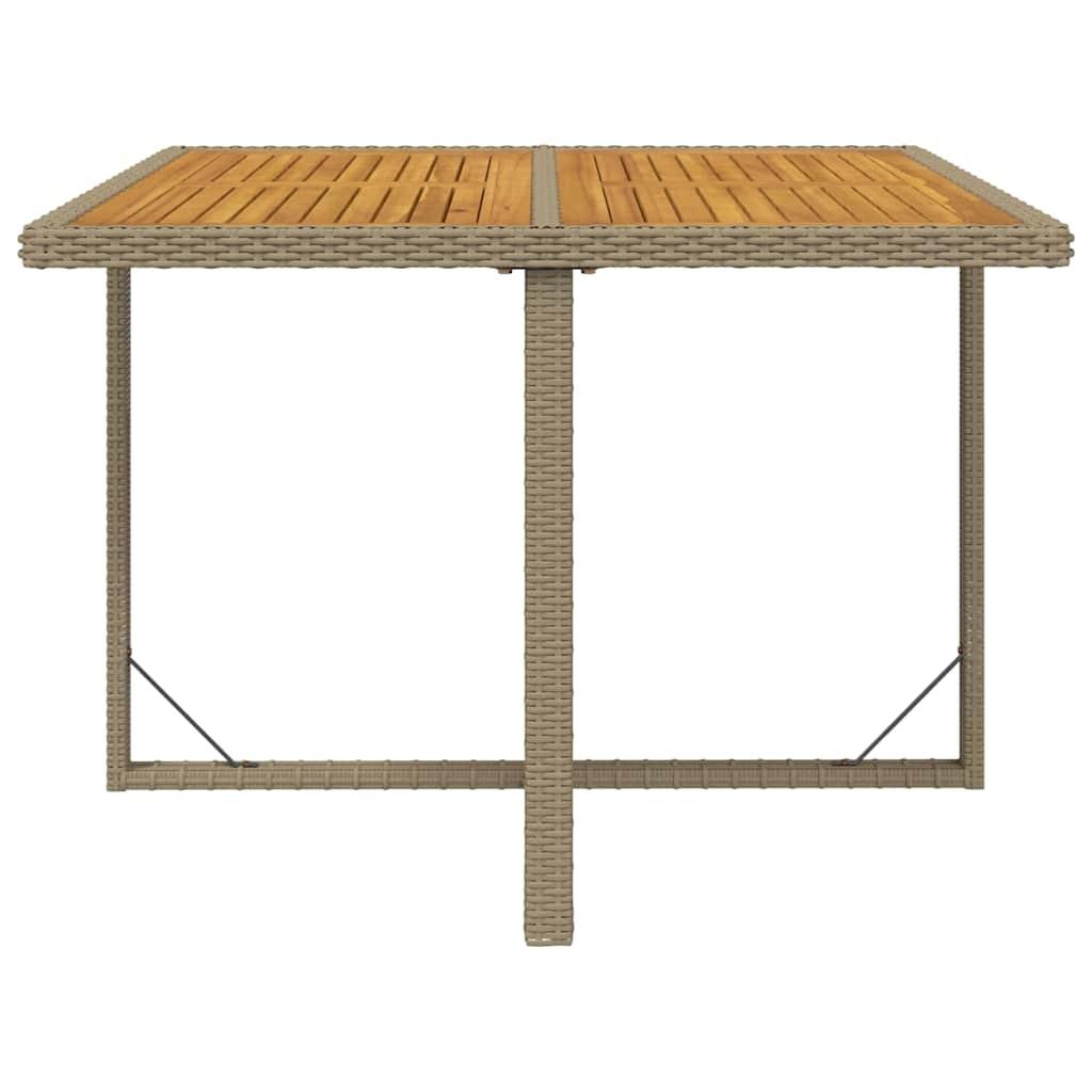 Mesa de jardín ratán sintético madera acacia negro 109x107x74cm