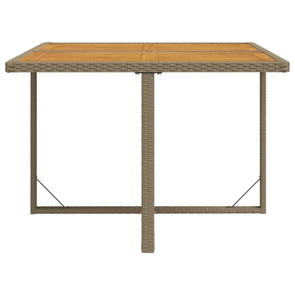 Mesa de jardín ratán sintético madera acacia negro 109x107x74cm