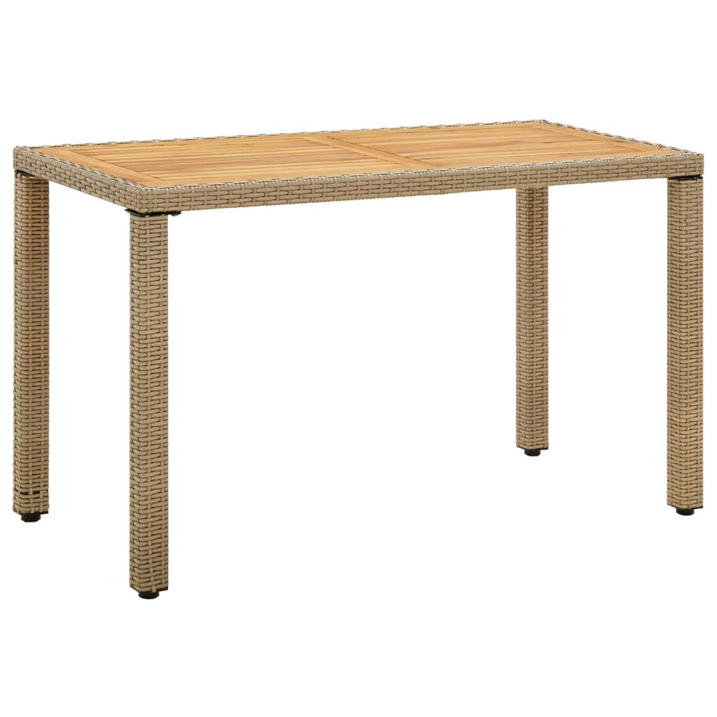 Mesa de jardín ratán sintético madera acacia beige 109x107x74cm