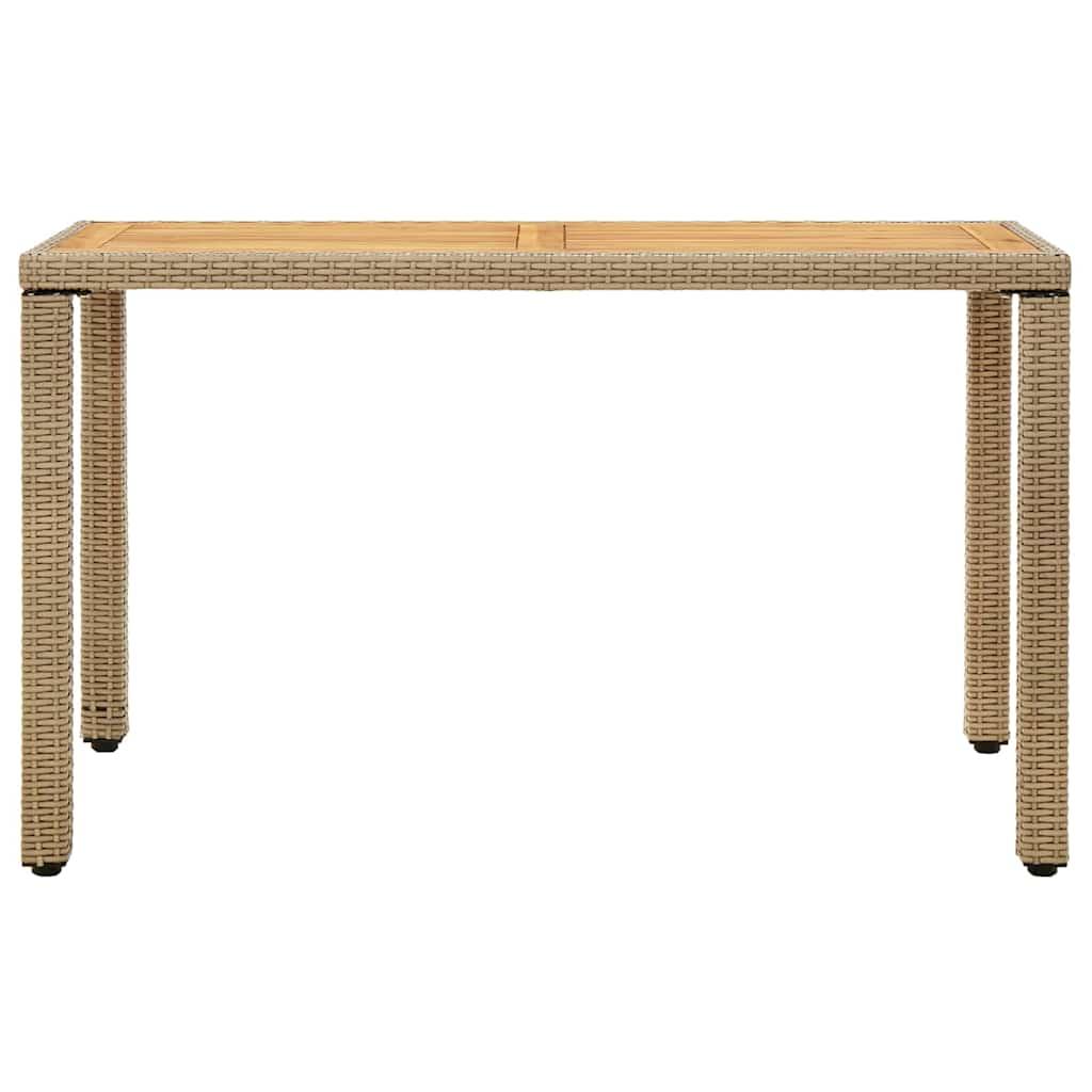 Mesa de jardín ratán sintético madera acacia beige 109x107x74cm