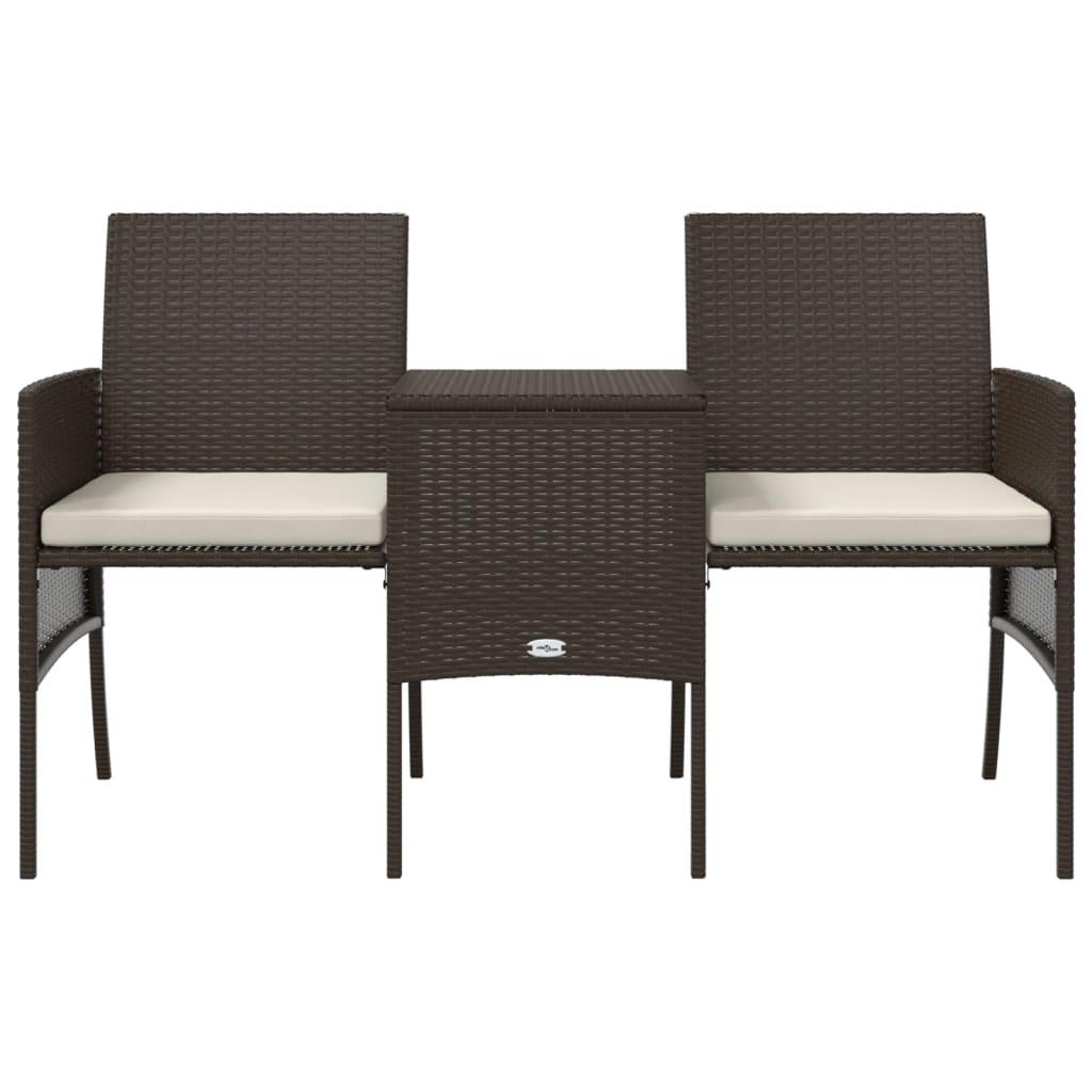 Sofá de jardín 2 plazas con mesa y taburetes ratán PE