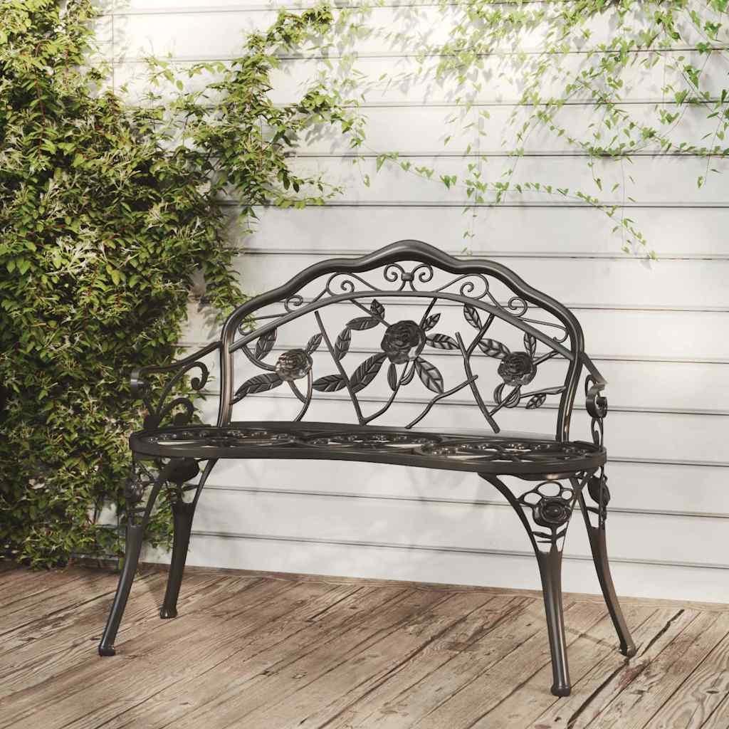 Banco de jardín de aluminio fundido blanco 100 cm