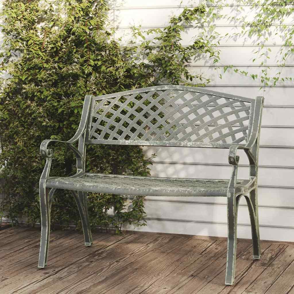 Banco de jardín de aluminio fundido blanco 102 cm