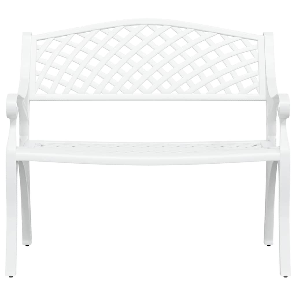 Banco de jardín de aluminio fundido blanco 102 cm
