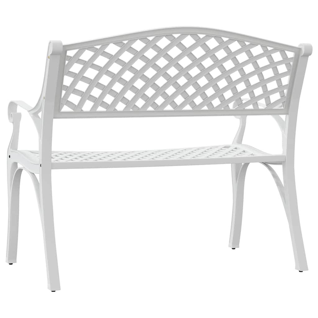 Banco de jardín de aluminio fundido blanco 102 cm