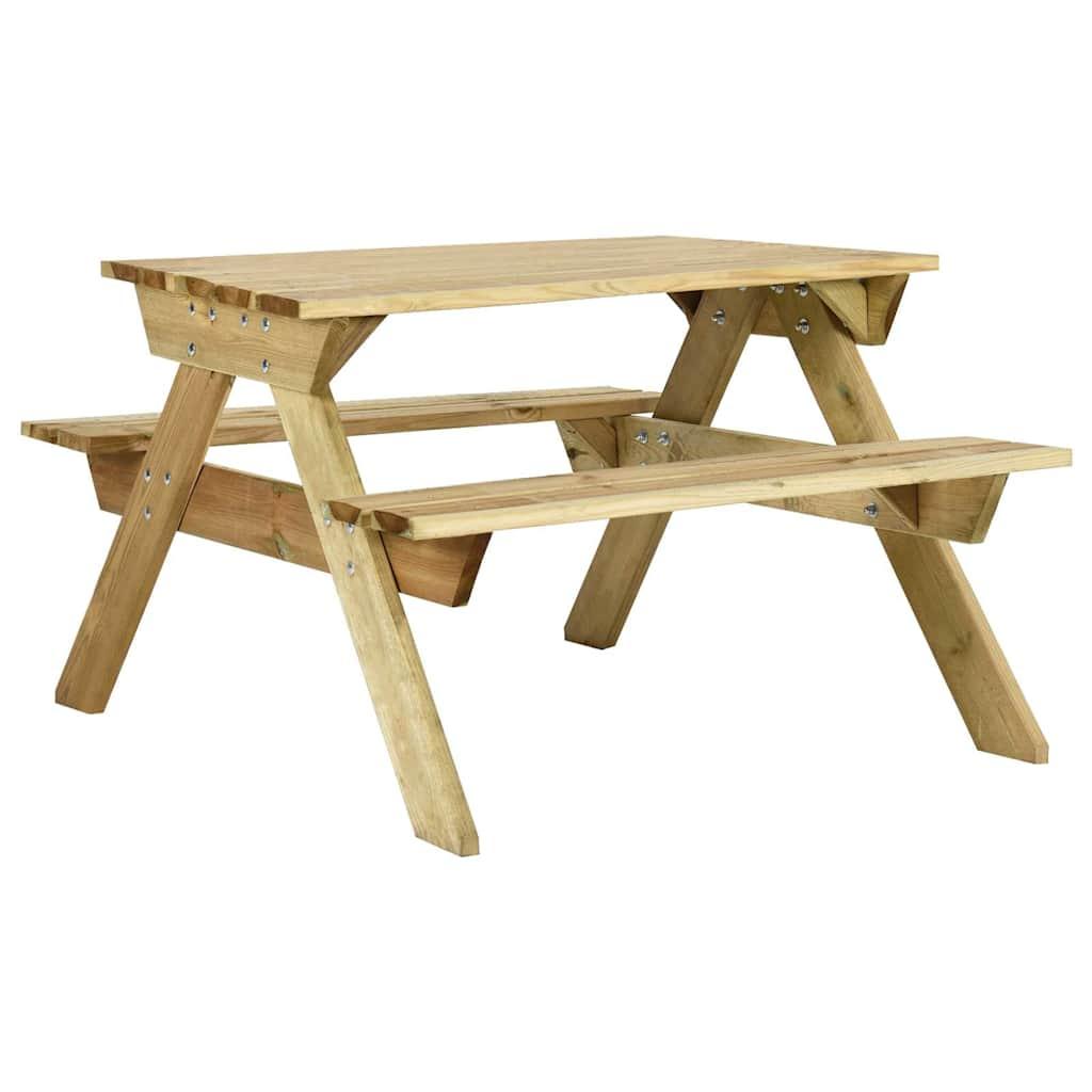 Mesa de picnic con bancos madera pino impregnada