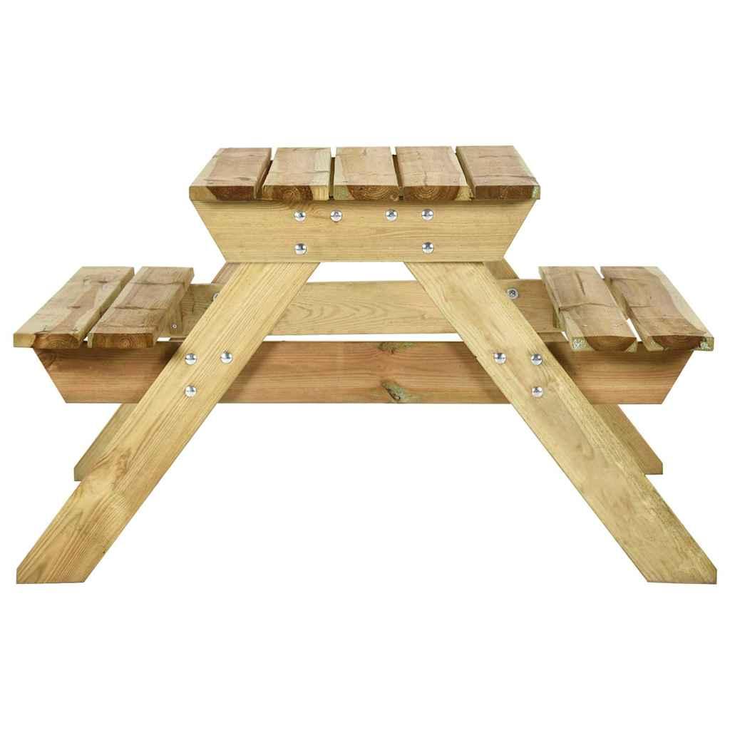 Mesa de picnic con bancos madera pino impregnada