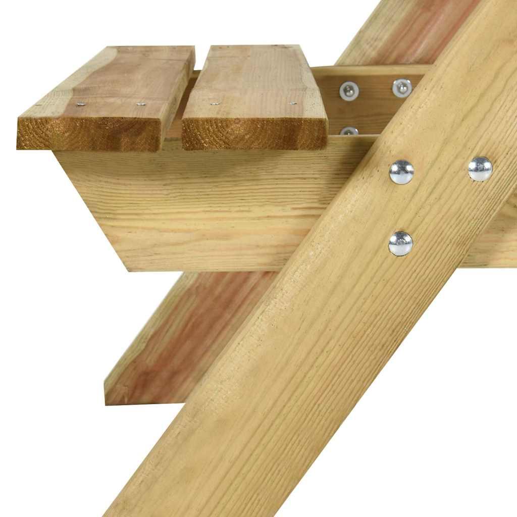 Mesa de picnic con bancos madera pino impregnada