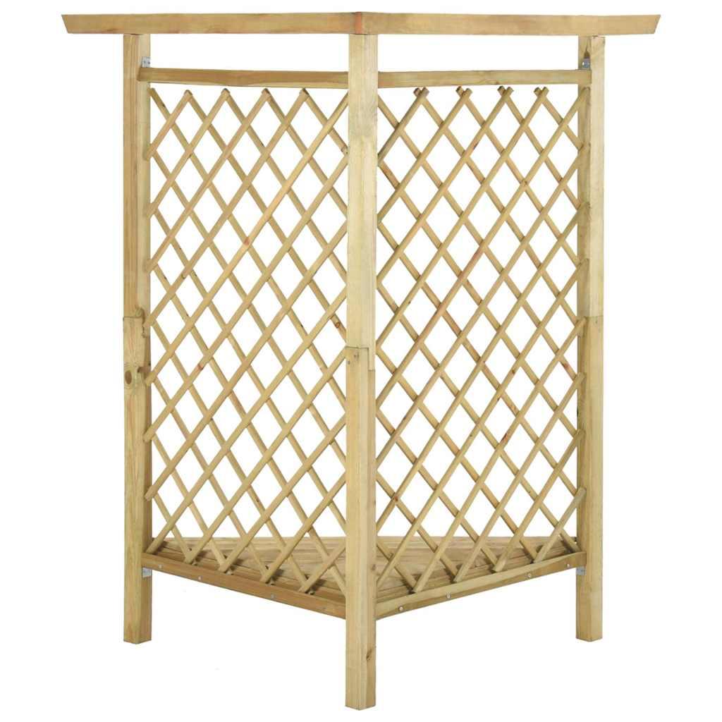 Pérgola esquinera con banco madera pino impregnada 166x81x174cm