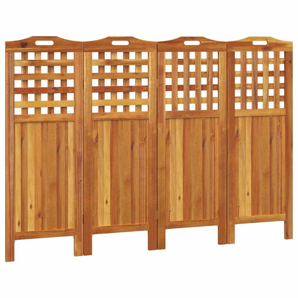 Biombo de 4 paneles de madera maciza de acacia