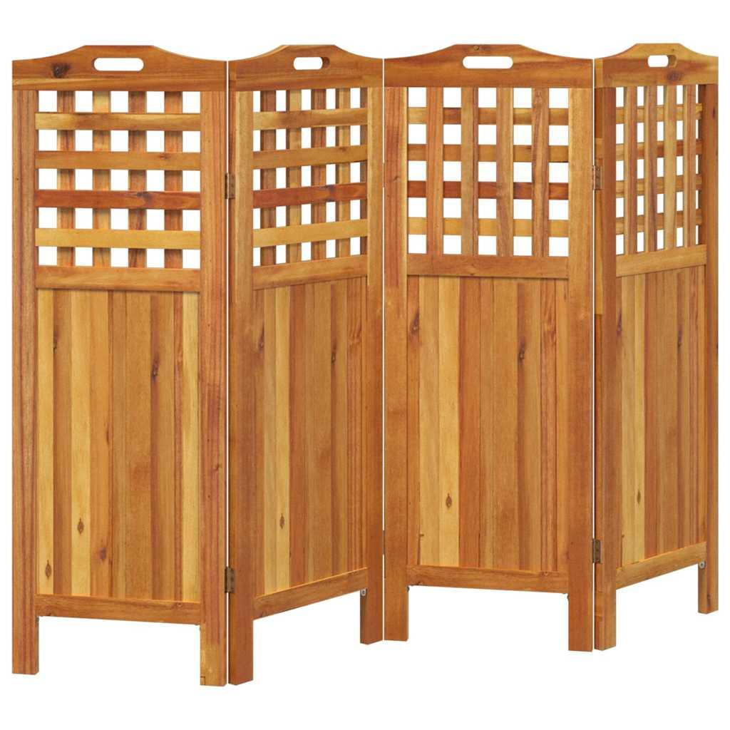 Biombo de 4 paneles de madera maciza de acacia
