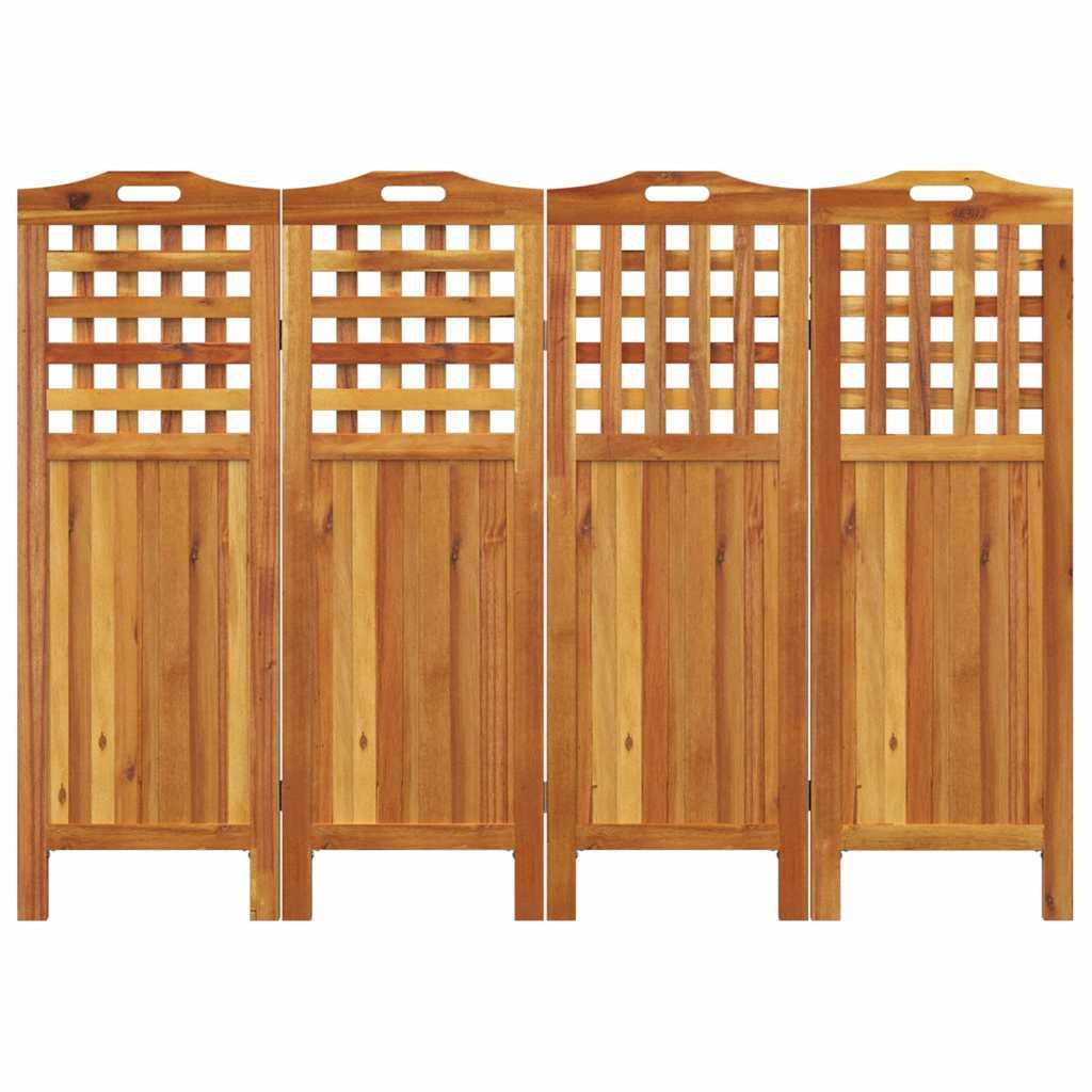 Biombo de 4 paneles de madera maciza de acacia