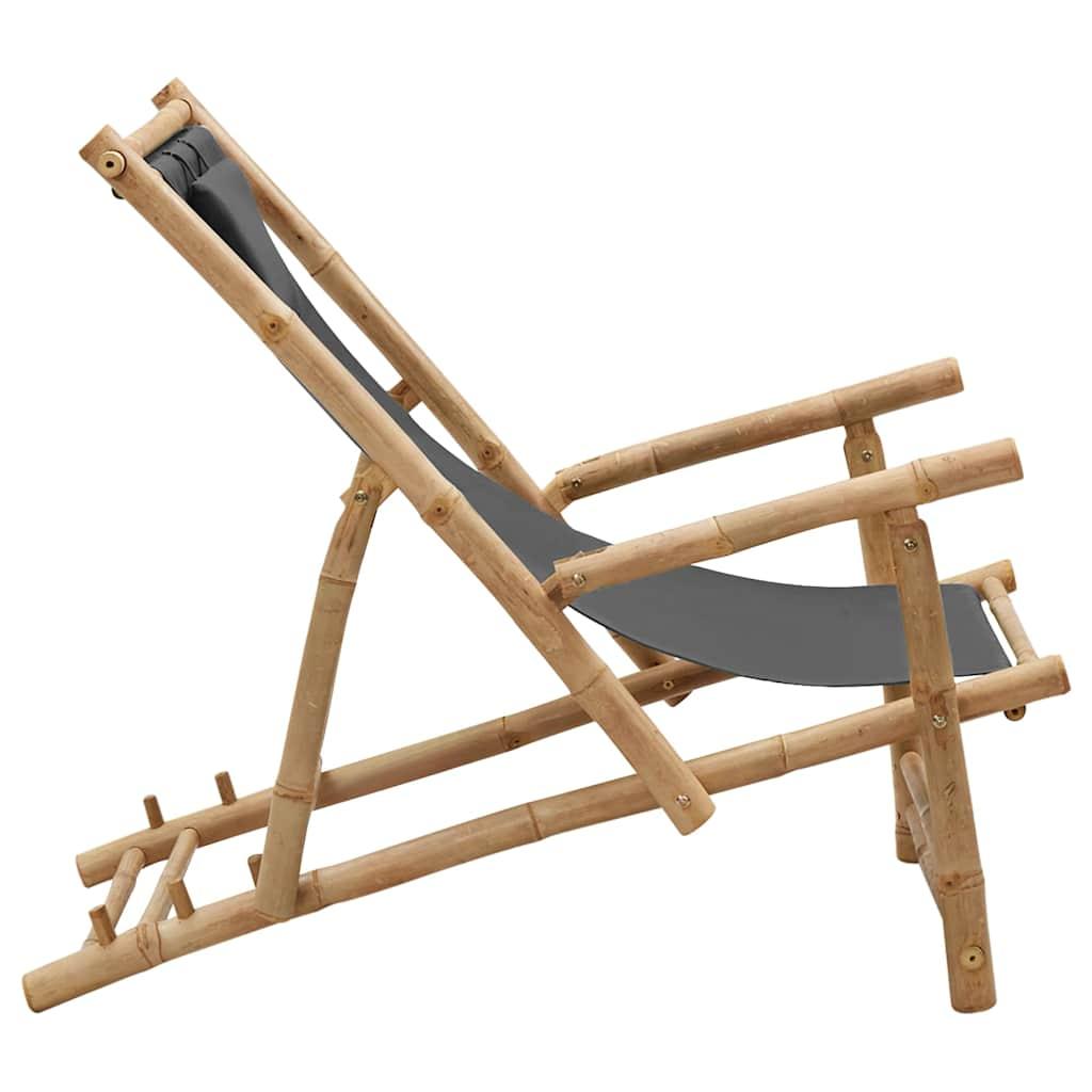 Silla de playa de bambú y lona blanco crema