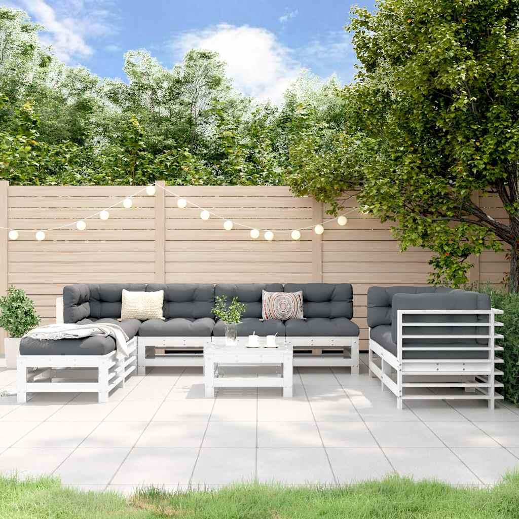Mesa y taburetes altos jardín 9 pzas madera maciza