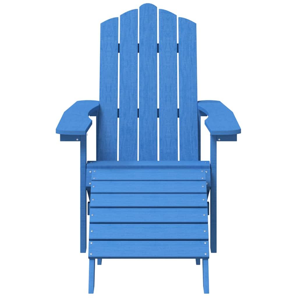 Silla de jardín Adirondack con reposapiés HDPE azul agua