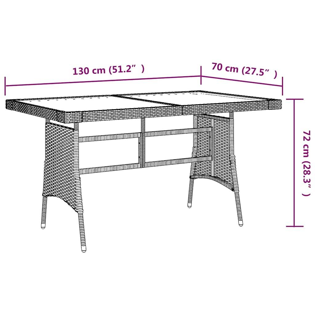 Mesa de jardín ratán PE y acacia maciza negro 160x70x72 cm