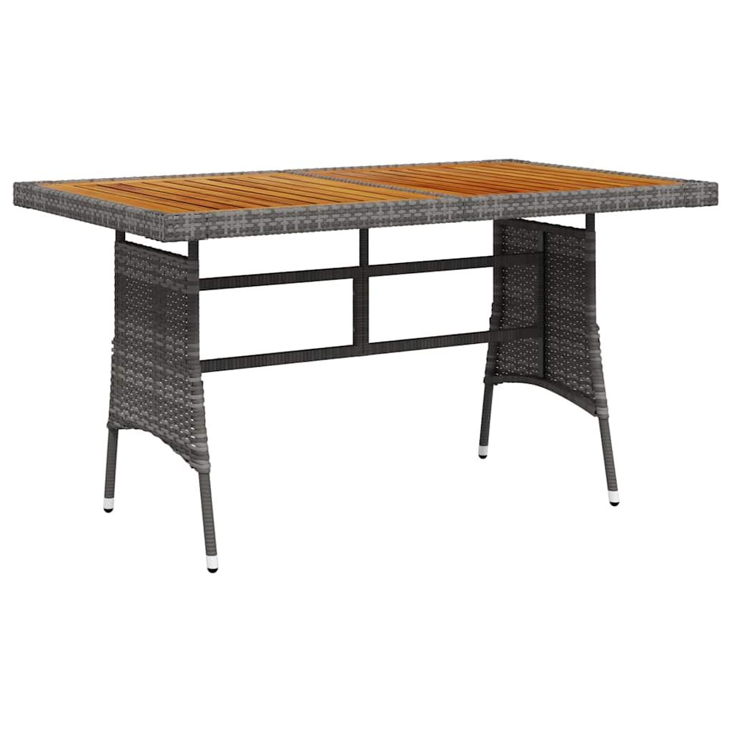 Mesa de jardín ratán PE y acacia maciza negro 160x70x72 cm