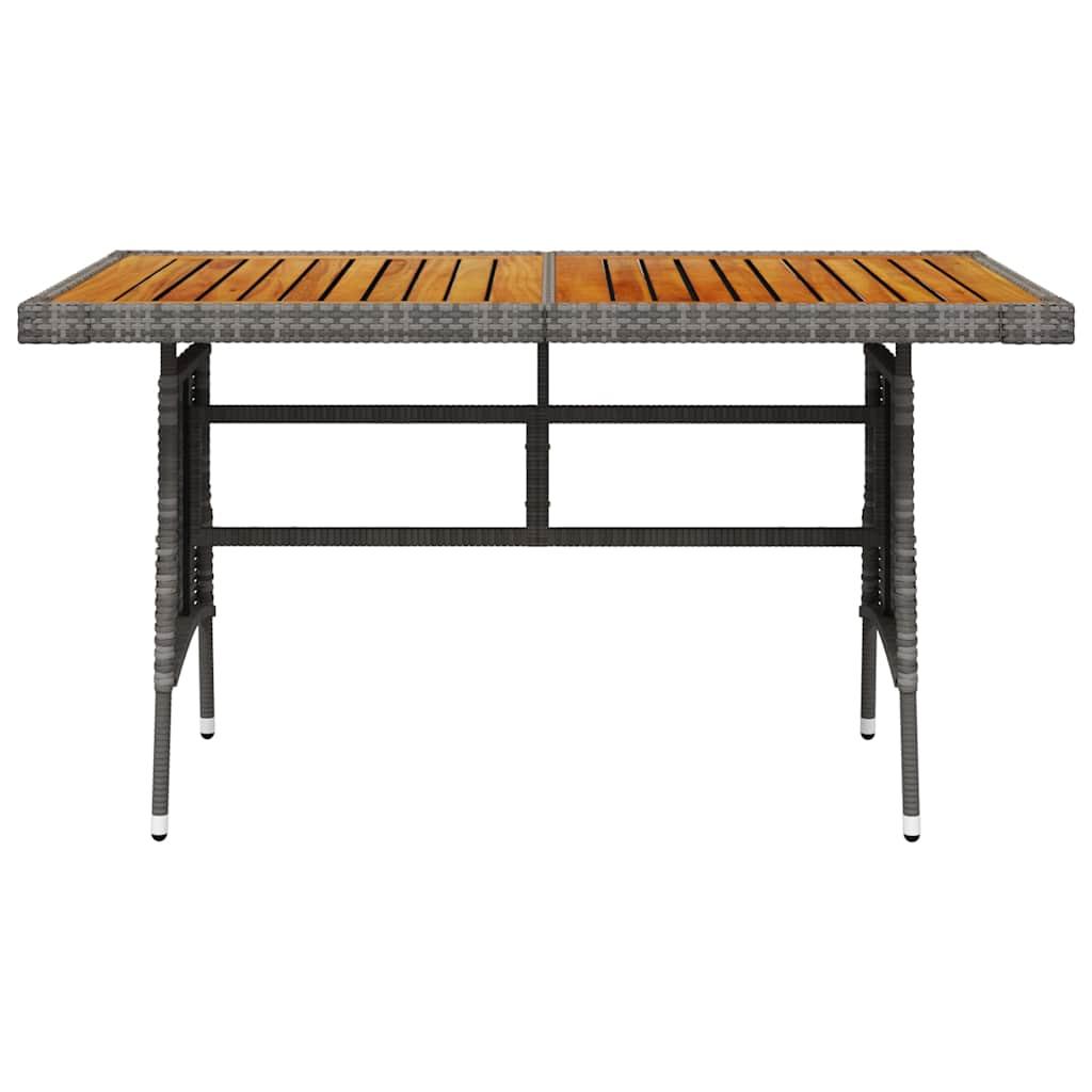 Mesa de jardín ratán PE y acacia maciza negro 160x70x72 cm