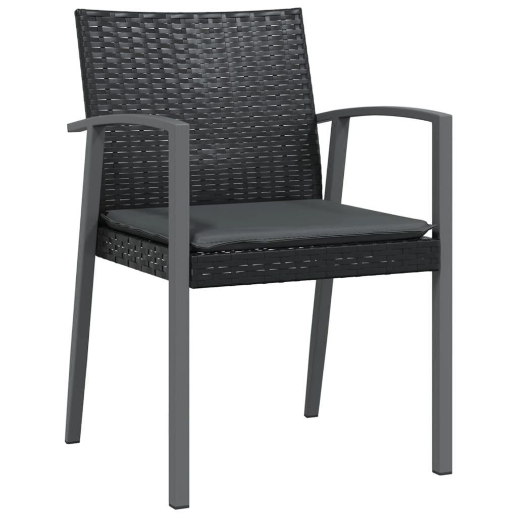 Juego comedor jardín 3 piezas y cojines ratán sintético y acero