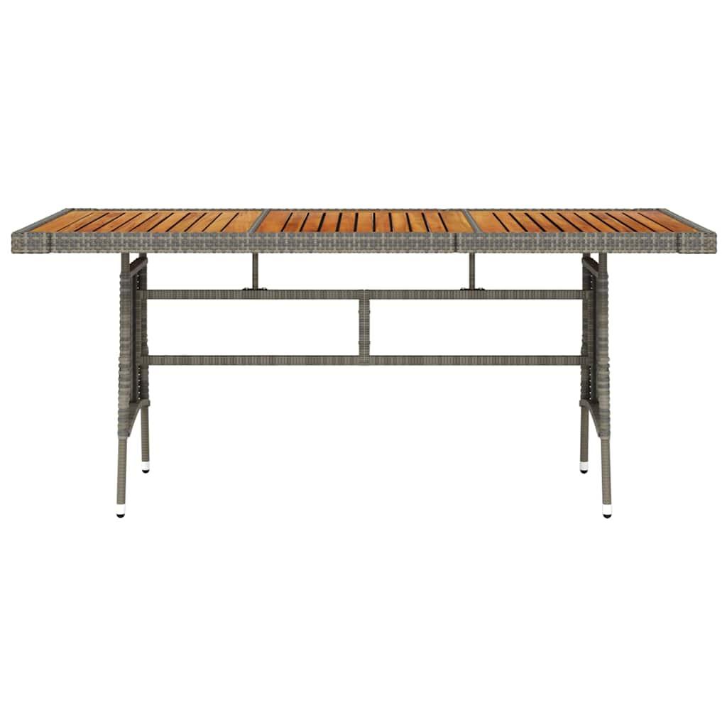 Mesa de jardín ratán PE y acacia maciza negro 160x70x72 cm